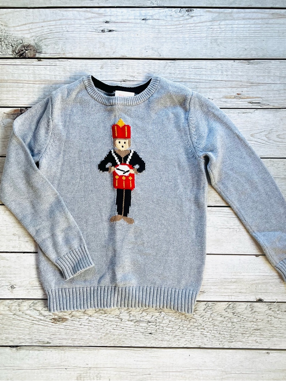 Hanna Andersson Light Gray Sweater with Red Drummer Boy